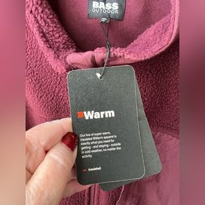 Bass Outdoor B Warm Insulated Fleece Jacket - XL - Full Zip - Burgundy